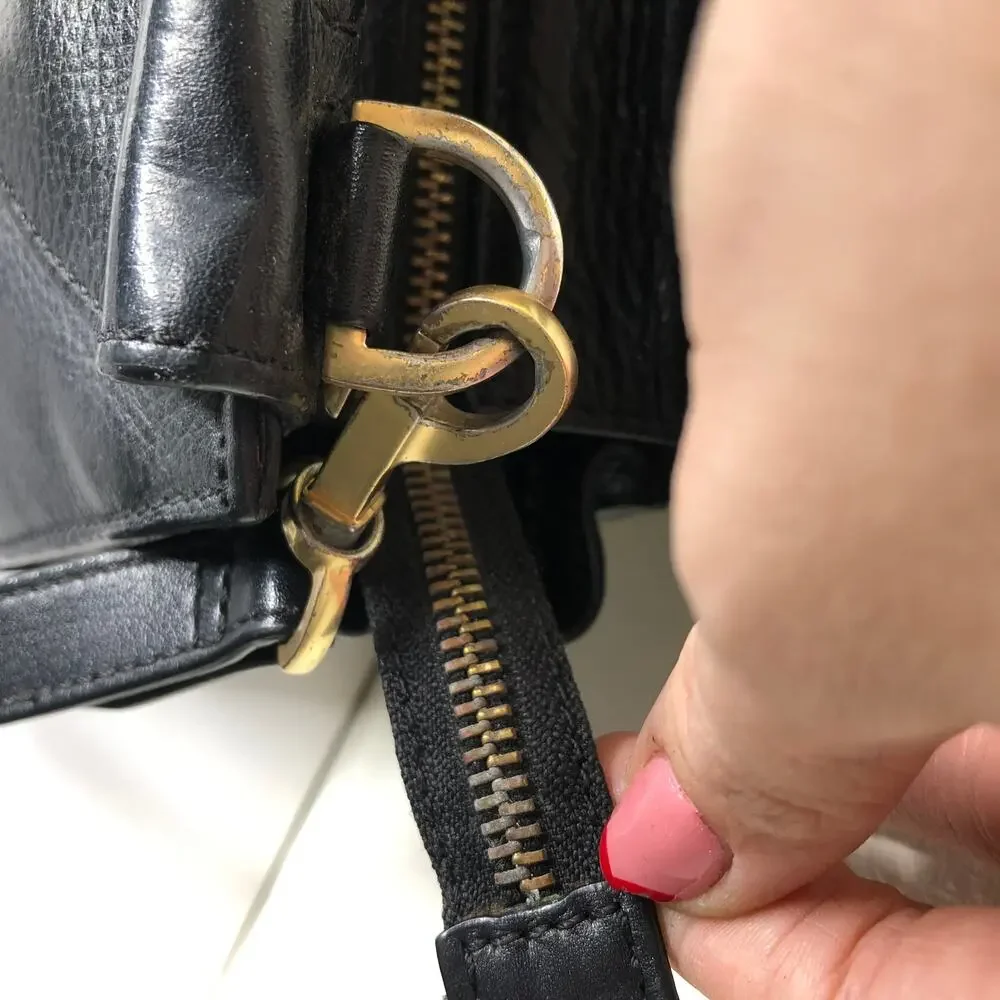 Kate Spade Saturday Black Leather Satchel Small Crossbody Bag Zip Top Purse